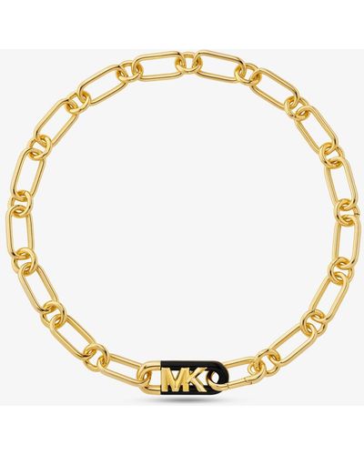 Michael Kors Precious Metal-plated Brass And Acetate Empire Logo Chain Necklace - Metallic