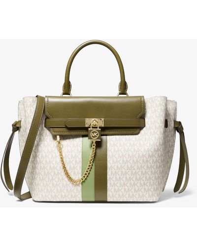 Michael Kors Borsa a mano Hamilton Legacy grande a righe con logo - Multicolore