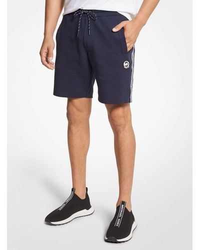 Michael Kors Logo Tape Cotton Blend Shorts - Blue