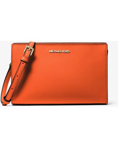 Michael Kors Sheila Small Faux Saffiano Leather Crossbody Bag - Orange