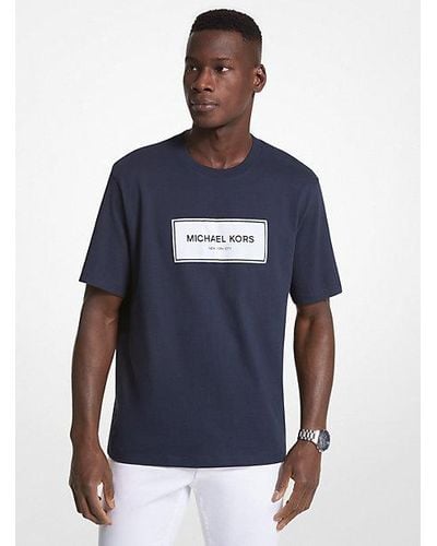 Michael Kors Mk Logo Cotton Oversized T-Shirt - Blue