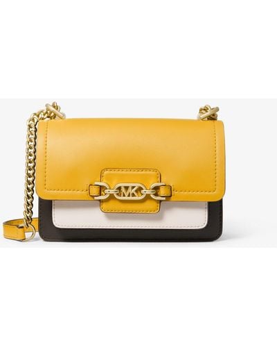Michael Kors Heather Extra-small Color-block Leather Crossbody Bag - Yellow