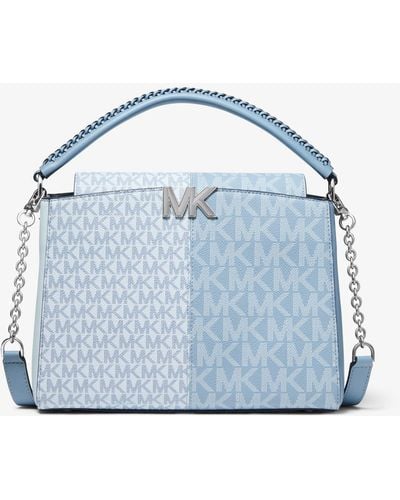 Michael Kors Karlie Medium Two-tone Graphic Logo Satchel - Blue