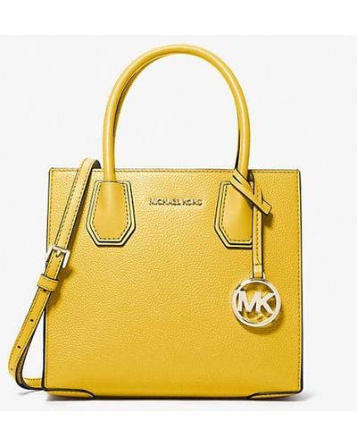 Michael Kors Mercer Medium Pebbled Leather Crossbody Bag - Yellow
