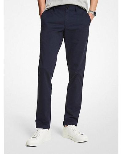 Michael Kors Slim Fit Cotton-blend Chino Trousers - Blue