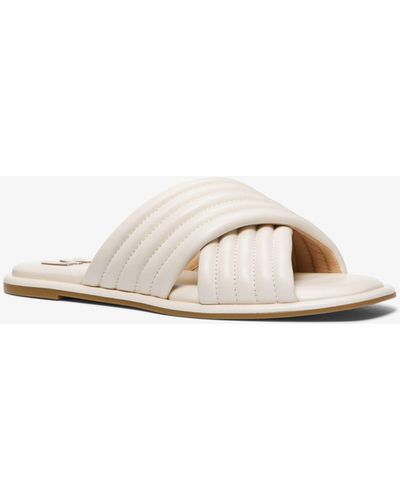 Michael Kors Portia Quilted Leather Slide Sandal - Natural