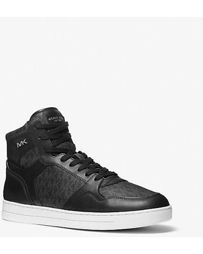 Michael Kors Jacob Leather And Signature Logo High-top Sneaker - Black