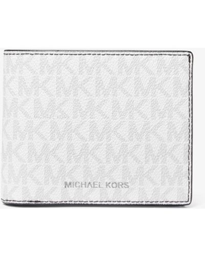 Michael Kors Harrison Logo Billfold Wallet With Passcase - White