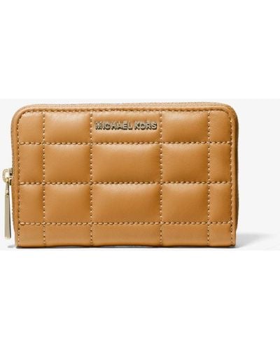 Michael Kors Mk Small Quilted Leather Wallet - Natural