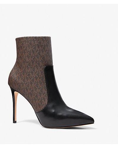 Michael Kors Rue Logo And Leather Boot - Brown
