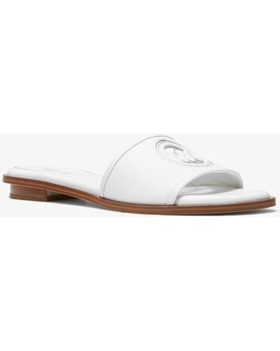 Michael Kors Deanna Cutout Leather Slide Sandal - White