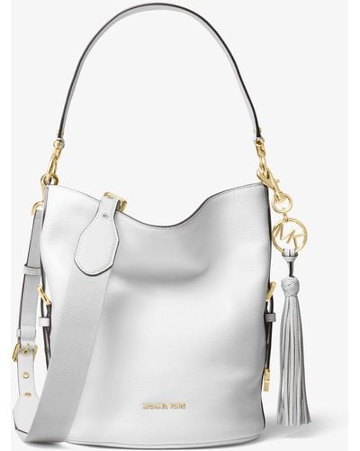 MICHAEL Michael Kors Brooke Medium Leather Bucket Bag - White