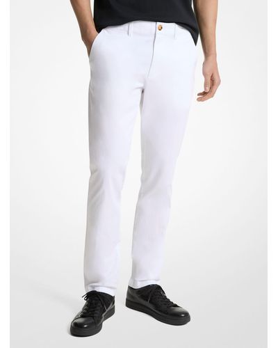 Michael Kors Slim-fit Cotton Blend Chino Trousers - White