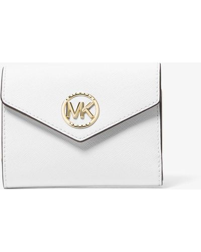 Michael Kors Mk Carmen Medium Saffiano Leather Tri-Fold Envelope Wallet - White