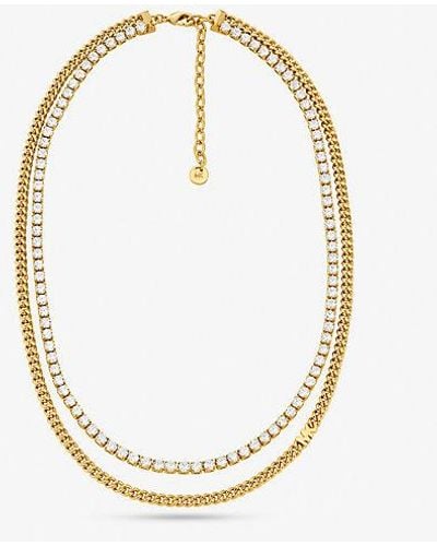 Michael Kors Precious Metal-plated Brass Double Chain Tennis Necklace - Metallic