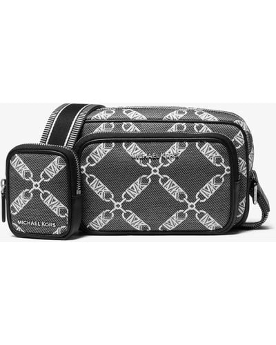Michael Kors Camera bag Hudson con logo Empire jacquard - Grigio