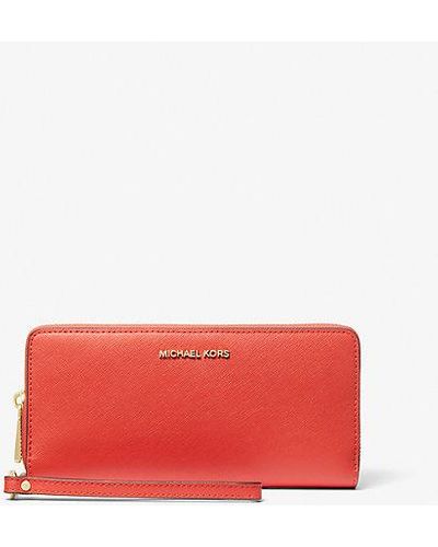 Michael Kors Large Saffiano Leather Continental Wallet - Red