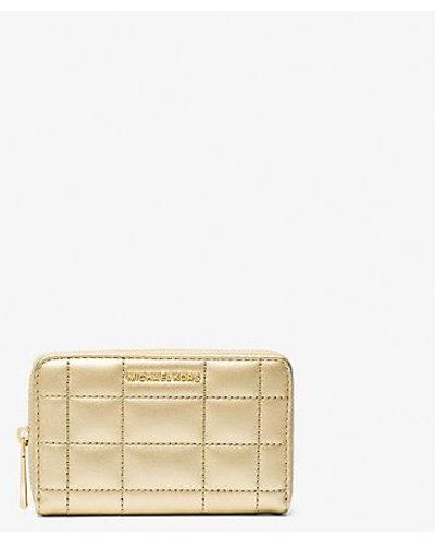 Michael Kors Small Metallic Quilted Leather Wallet - Natural