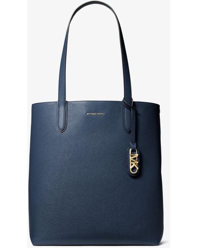 Michael Kors Mk Eliza Extra-Large Pebbled Leather Reversible Tote Bag - Blue