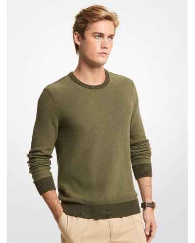 Michael Kors Textured Cotton Blend Sweater - Green