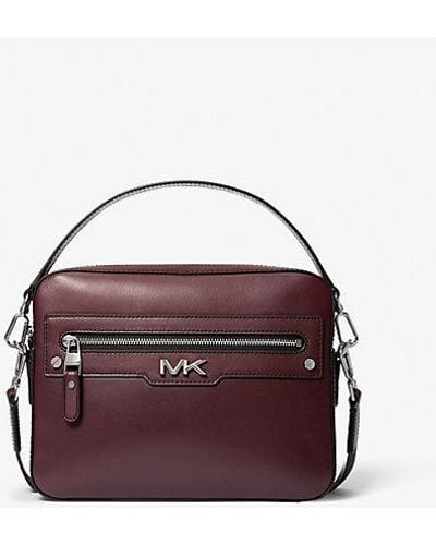 Michael Kors Varick Leather Camera Bag - Purple