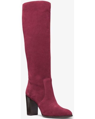 Michael Kors Mk Luella Suede Boot - Red