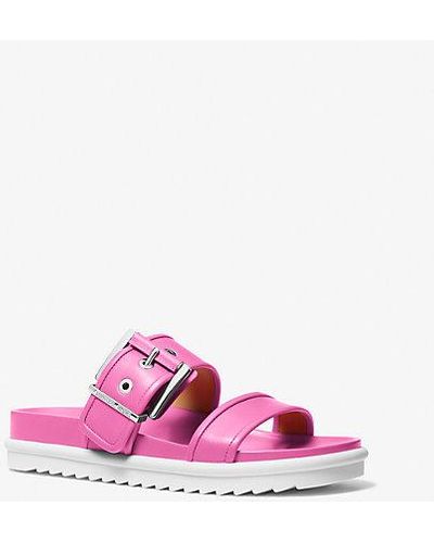 Michael Kors Colby Leather Slide Sandal - Pink