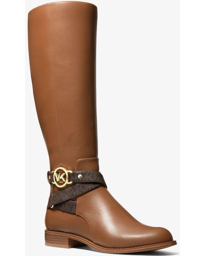 Michael Kors Rory Faux Leather And Logo Boot - Brown