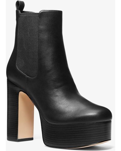 MICHAEL Michael Kors Natasha Leather Platform Boot - Black