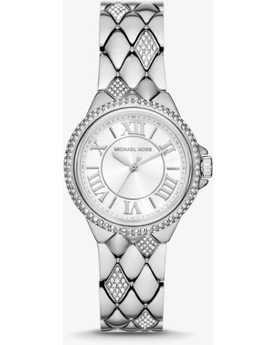 Michael Kors Mini Camille Pavé Silver-tone Watch - White