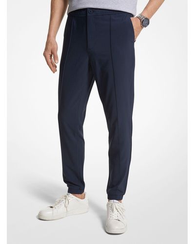 Michael Kors Pantalon de jogging plissé tissé - Bleu