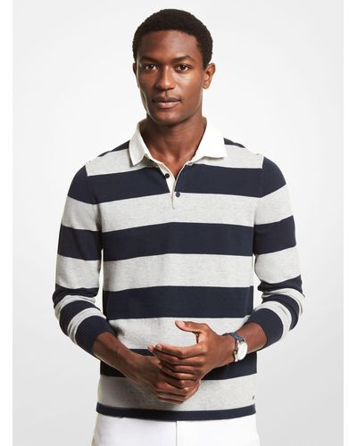 Michael Kors Striped Stretch Cotton Rugby Sweater - Blue