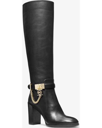 MICHAEL Michael Kors Hamilton Embellished Leather Boot - Black