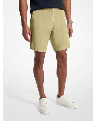 Michael Kors Mk Stretch Cotton Shorts - Natural