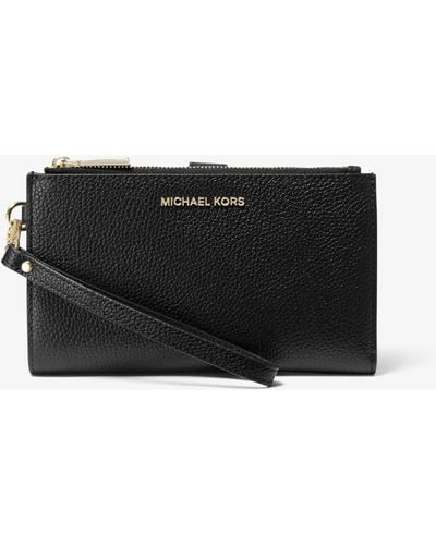 MICHAEL Michael Kors Smartphone-Brieftasche Adele Aus Gekrispeltem Leder - Schwarz