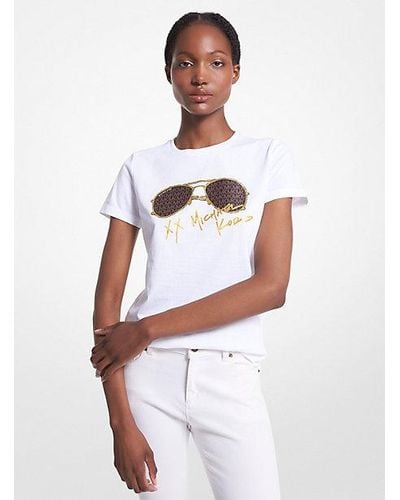 Michael Kors Logo Aviator Print Organic Cotton T-shirt - White