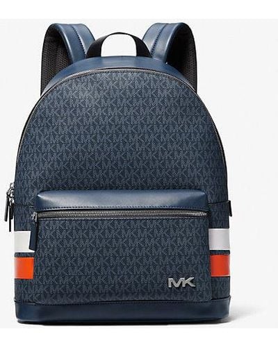 Michael Kors Rivington Striped Signature Logo Stripe Backpack - Blue