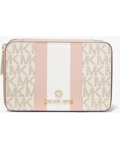 Michael Kors Small Logo Stripe Jewelry Case - Pink