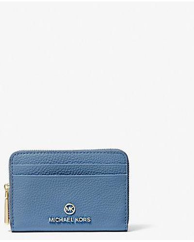 Michael Kors Jet Set Small Pebbled Leather Wallet - Blue