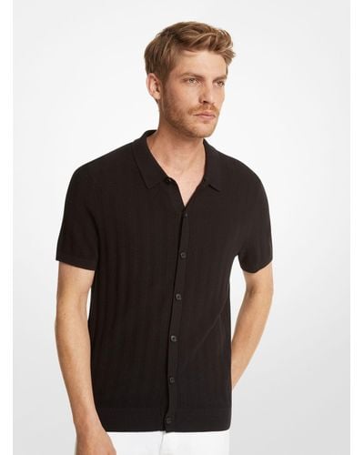 Michael Kors Camisa de mezcla de algodón texturizado - Negro