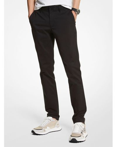 Michael Kors Slim Fit Cotton-blend Chino Trousers - Black