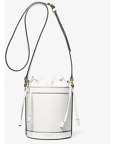 Michael Kors Audrey Medium Leather Bucket Bag - White