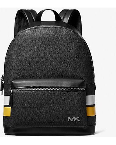 Michael Kors Rivington Striped Signature Logo Stripe Backpack - Black