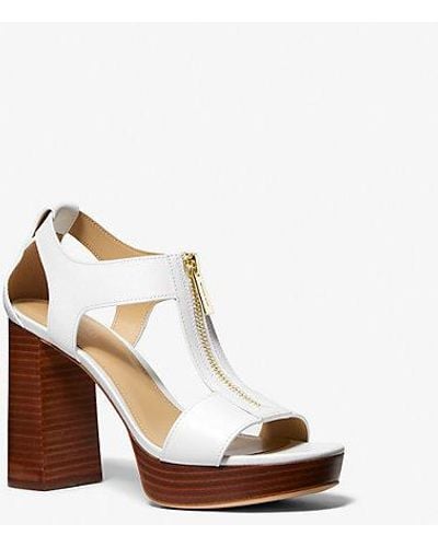 Michael Kors Berkley Leather Block-heel Sandal - White