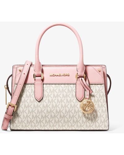 Michael Kors Mirren Small Logo And Leather Satchel - Pink