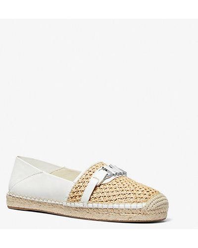 Michael Kors Ember Leather And Straw Espadrille - Natural