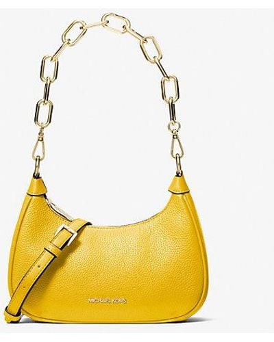 Michael Kors Cora Medium Pebbled Leather Shoulder Bag - Yellow