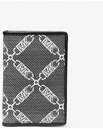 Michael Kors Hudson Empire Logo Jacquard Bi-fold Card Case - Black