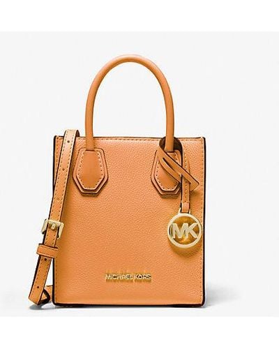 Michael Kors Mercer Extra-small Pebbled Leather Crossbody Bag - Orange