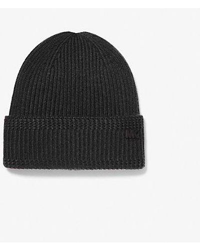 Michael Kors Ribbed Knit Beanie Hat - Black